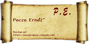 Pecze Ernő névjegykártya